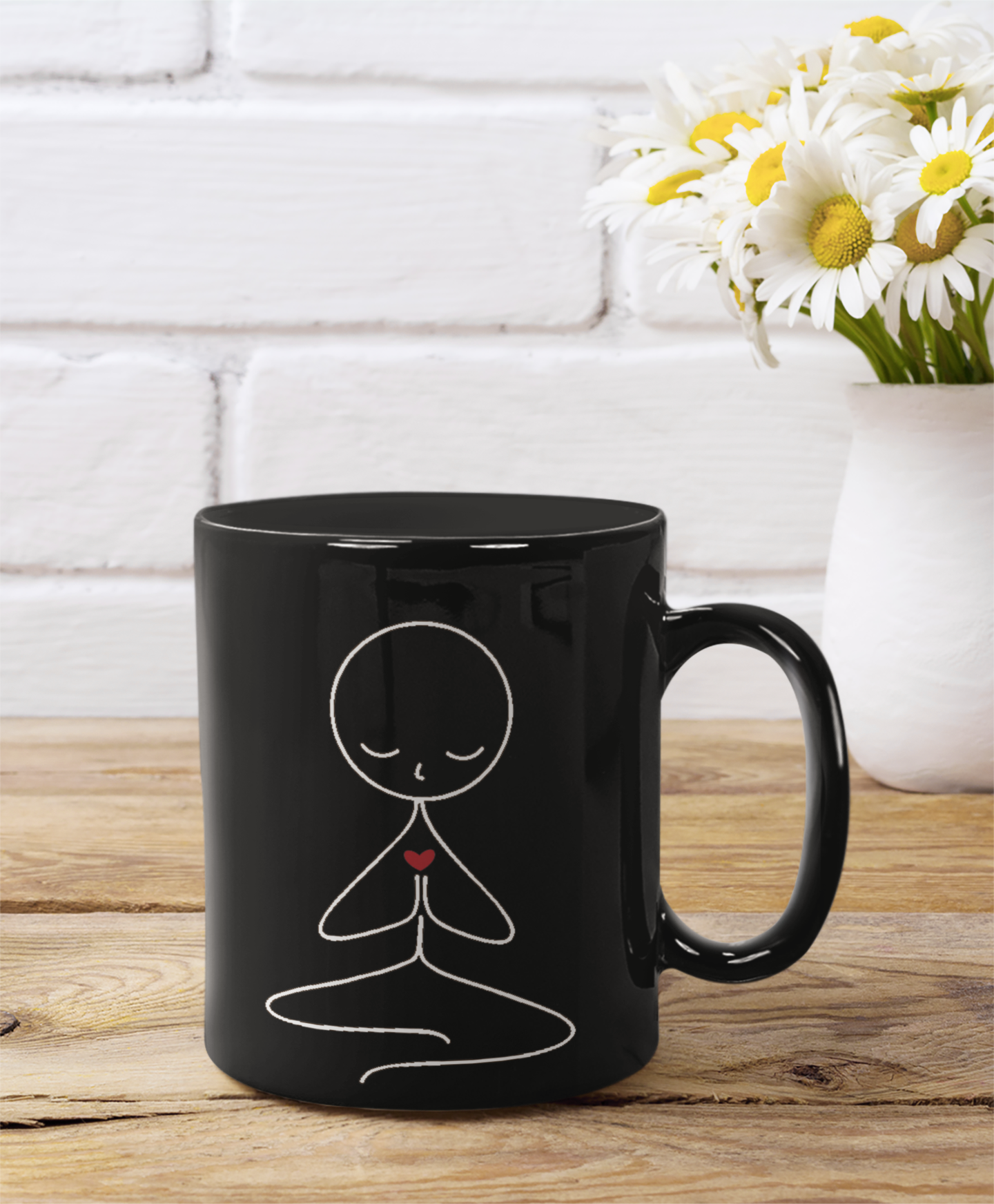 Black Coffee Mug – Minimalist Yoga Design