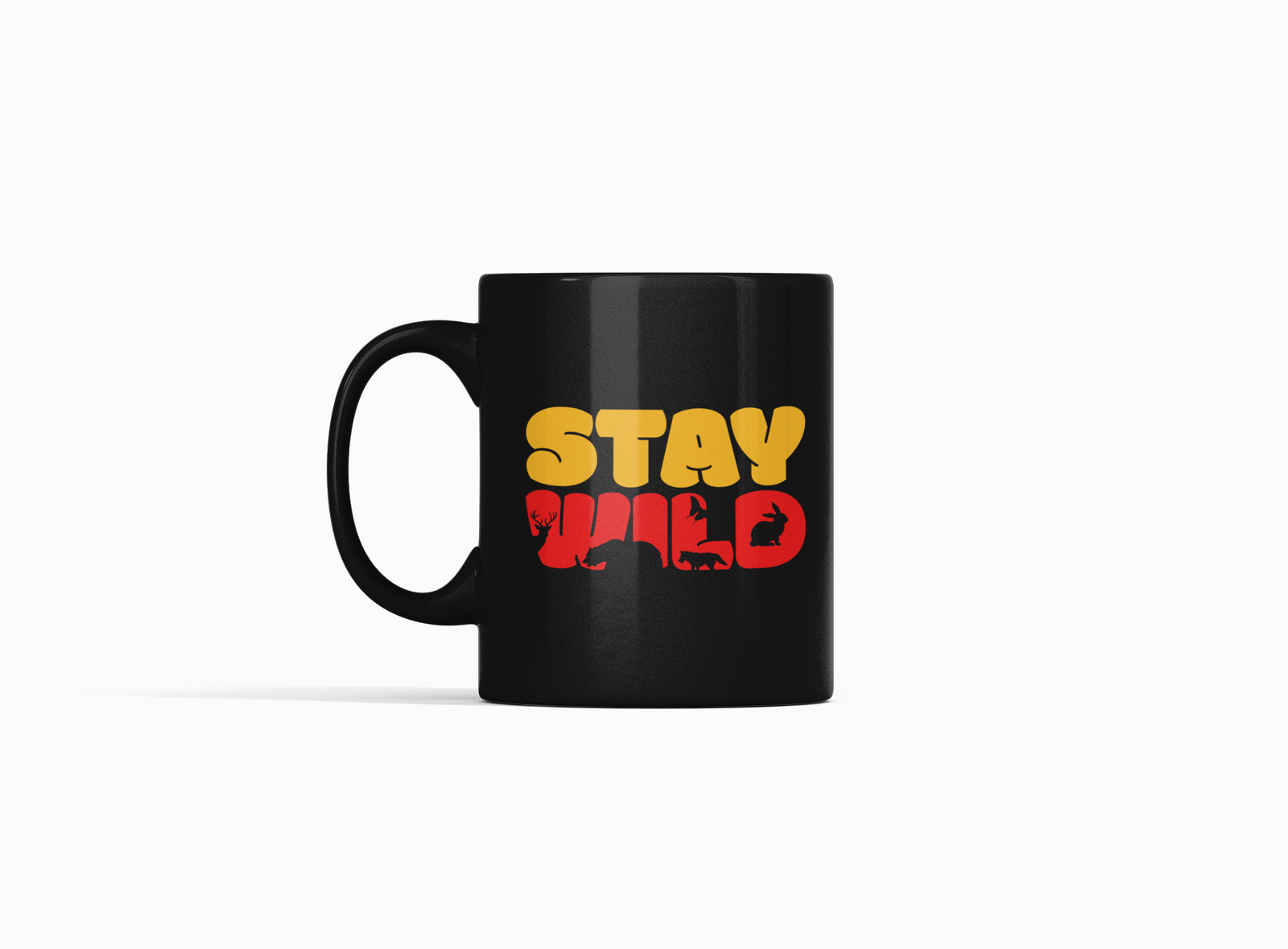 Black Coffee Mug – "Stay Wild" Colorful Print